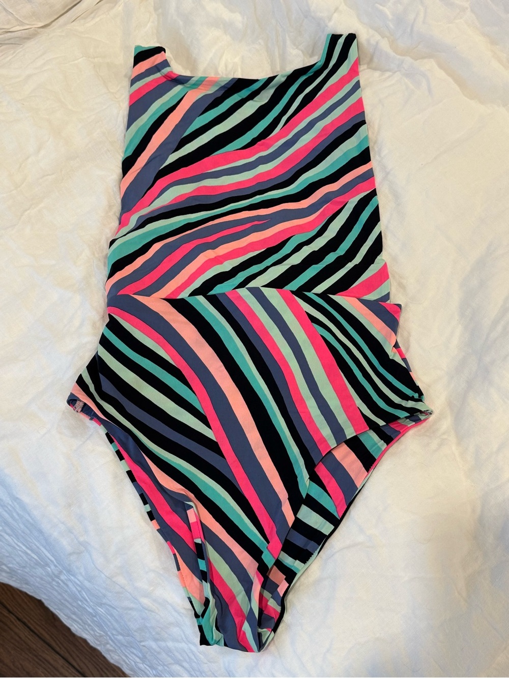 aerie Striped One-Piece Swimsuit in Black, Pink, Mint, Purple